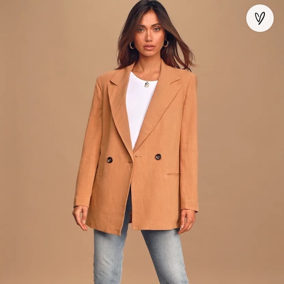 Lulus Peach Oversized Double-Breasted Blazer size medium - Picture 2 of 11